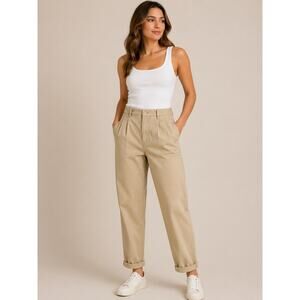 Dockers Khaki Pants Womens 6 Long Stain Defender Straight Leg